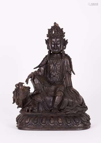 CHINESE MING DYNASTY BRONZE MANJUSRI BUDDHA