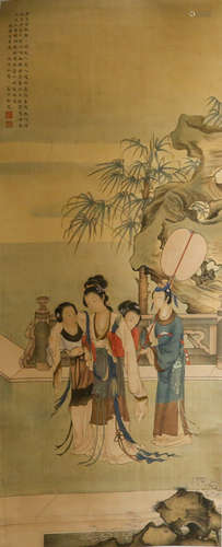 CHINESE PAINTING OF GARDEN SCENE