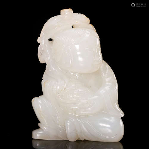 CHINESE WHITE JADE CARVED BOY