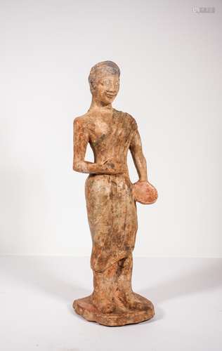 LARGE ANCIENT GREEK CLAY IDOL FIGURE