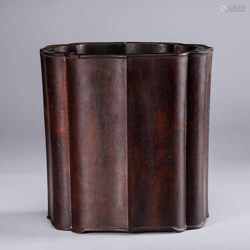 CHINESE HARDWOOD BRUSH POT