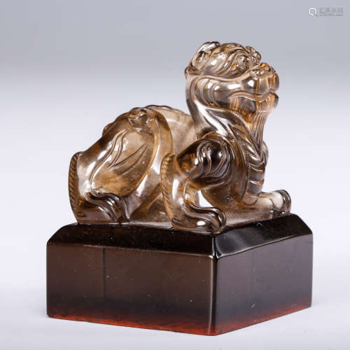 CHINESE CRYSTAL CARVED FOOLION SEAL