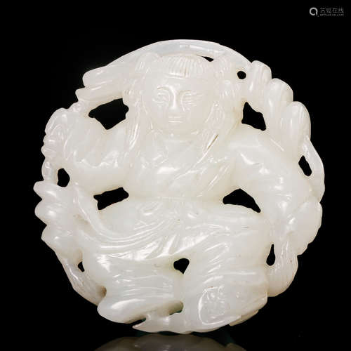 CHINESE WHITE JADE BOY PENDANT