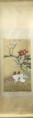 A YU JI GAO  FINE BRUSHWORK FLOWERS AND BIRDS