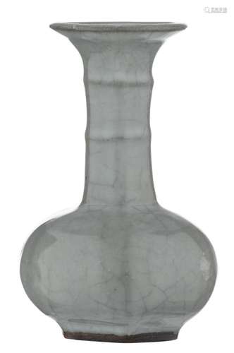 A Chinese hexagonal celadon crackleware bottle vase, H 23 cm