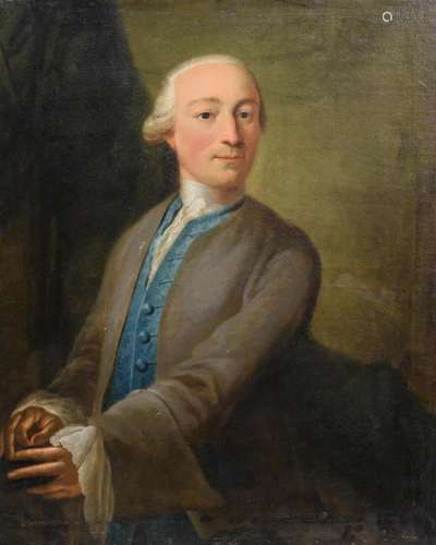 Illegibly signed (Daw... A.?), a portrait of a man, oil on canvas, dated 1755, 65 x 85 cm