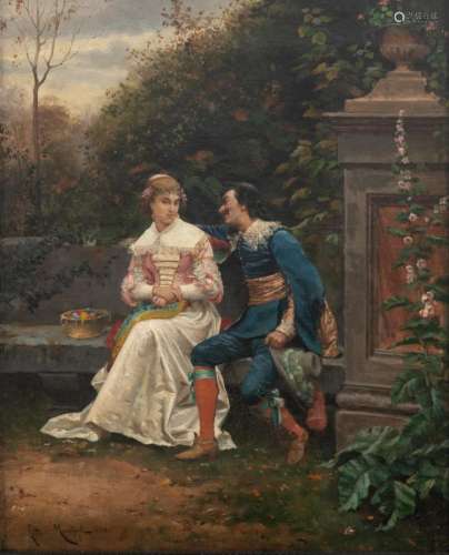 Monchot L., the flatterer, oil on canvas, dated 1880, 38 x 47 cm