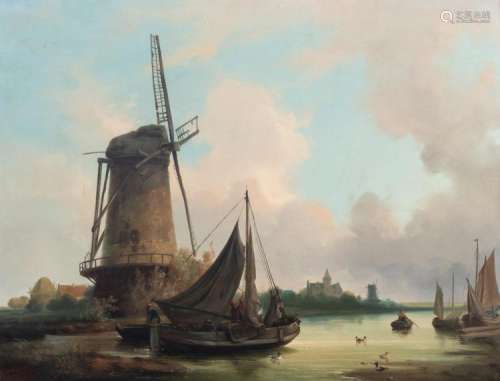 Marinus F., a Dutch landscape with a mill, oil on panel, 60 x 78 cm