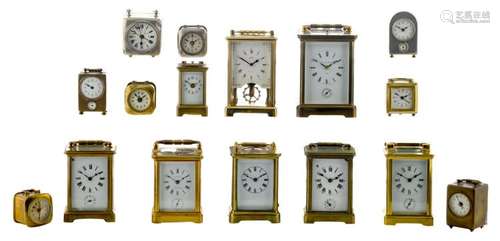 Sixteen different interwar period table clocks, H 5 - 17,5 cm