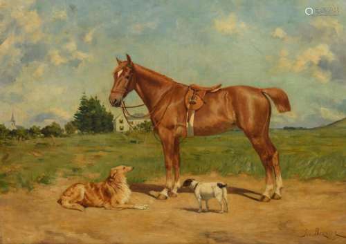 Bernier G., a portrait of a horse, oil on canvas, early 20thC, 54 x 75,5 cm