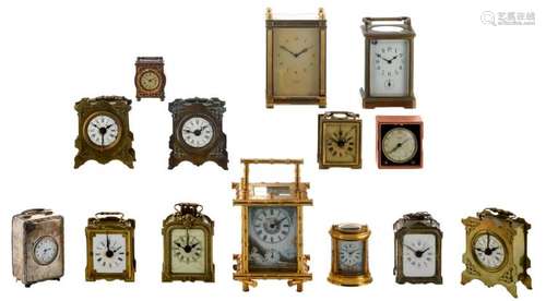 Fourteen different interwar period table clocks, H 9 - 20 cm