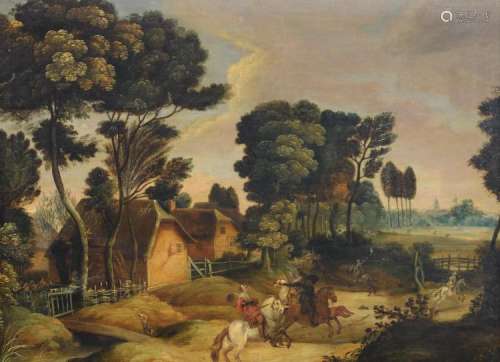 Unsigned (attributed to Snayers P.), the ambush, oil on panel, first half of the 17thC, 48,5 x 66 cm