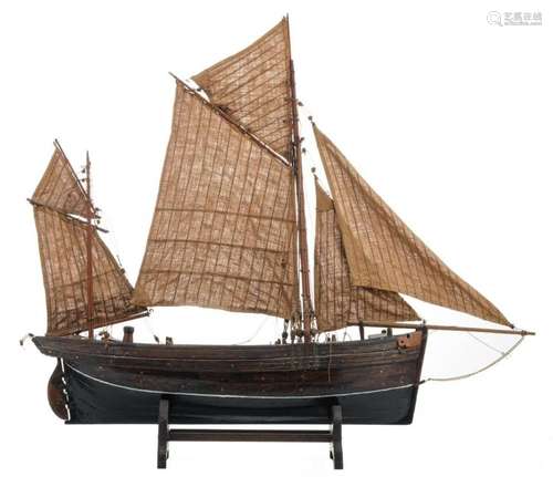 A ship model of a two-master barque, 19thC, H 51,5 cm