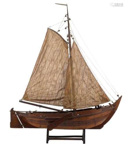 A 19thC ship model of a Dutch 'Noordzeebooter', H 82 cm