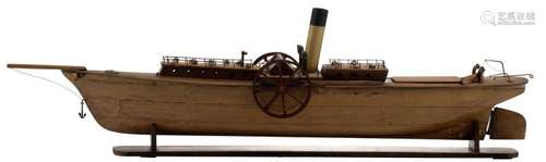 A ship model in the manner of a Mississippi steamer, with built-in engine, interwar period, H 42 - W 145 - D 26 cm