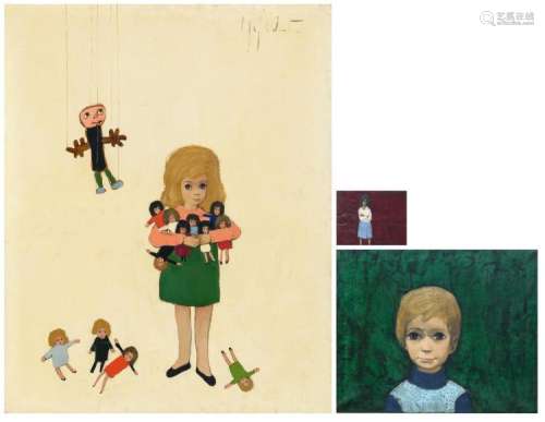 Wauters J., ‘Wat nu?’, a child portrait; added a puppet show by the same author, oil on canvas, dated 1966, 14 x 18 – 40 x 50 – 80 x 100 cm