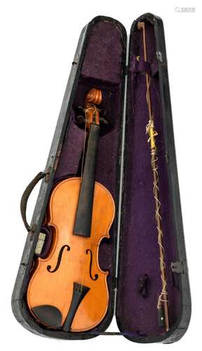 A violin after a model of Mattio Alban - 1688, in the original box, H 55, 8 cm