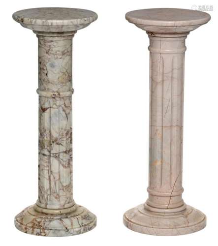 Two marble pedestals, H 90 cm