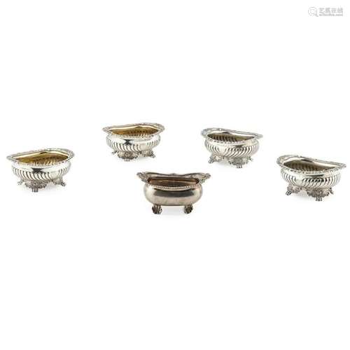 A set of four George III open salts Width: 10cm, combined weight: 19oz