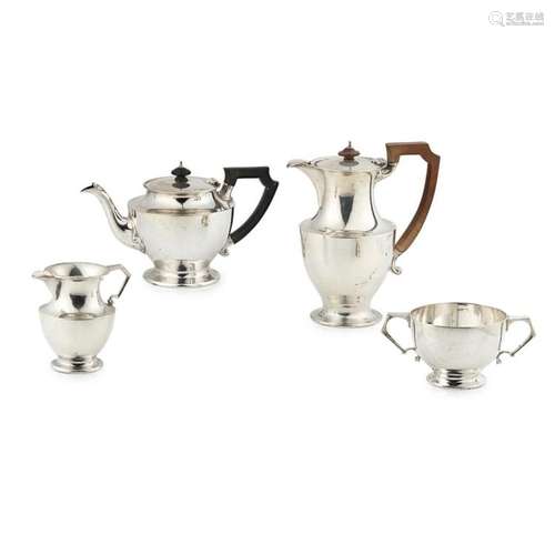 An Edwardian four piece tea set Hot water pot height: 21cm, weight: 50oz