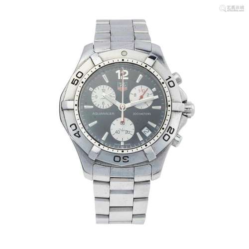 A gentleman's stainless steel cased chronograph, Tag Heuer Case width (including lugs at crown): 44mm, dial diameter: 30mm