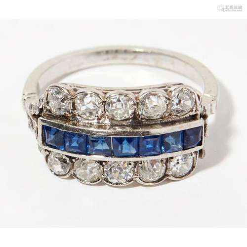 A sapphire and diamond set ring Ring size: N