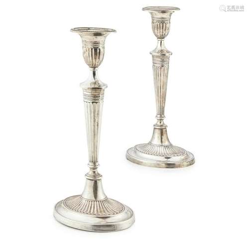 A pair of Edward VII silver table candlesticks Height: 30cm