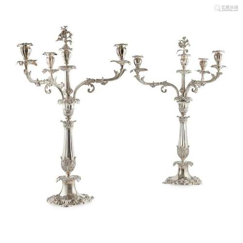 A pair of William IV four light table candelabra Height: 71cm, branches (2) 130oz