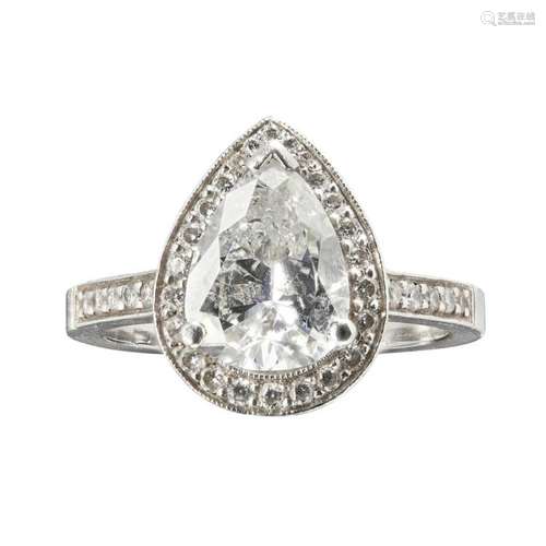 A platinum single stone diamond ring Ring size: M, estimated principal diamond weight: 2.01cts