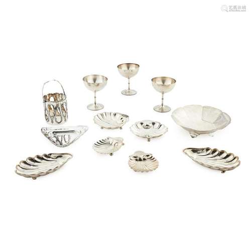 A collection of shell butter dishes Weighable silver: 36.81oz