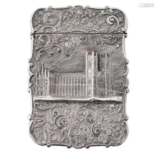 An early Victorian card case - Houses of Parliament Height: 10.1cm, weight: 75g