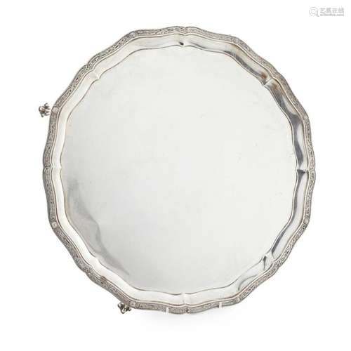 A silver salver Diameter: 42cm, weight: 60oz