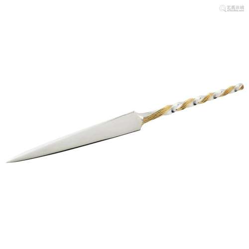 A contemporary silver and parcel gilt paper knife Length: 23cm, weight: 2.4oz