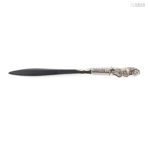 A late 19th century continental silver-mounted paper knife Length: 24.5cm