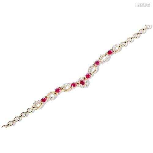 A ruby and diamond set necklace Overall length: 46cm