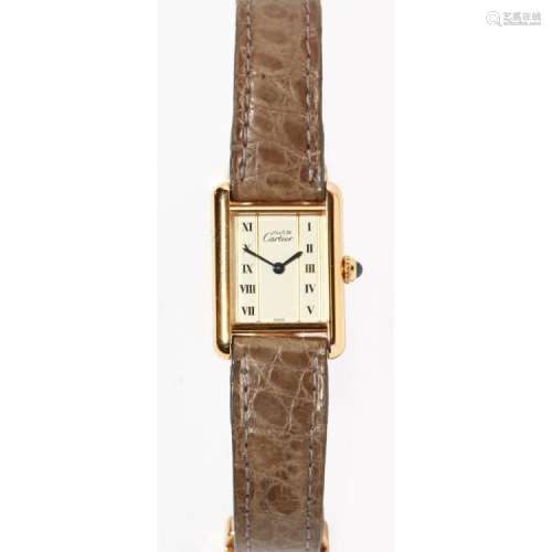 A lady's gold plated wrist watch, Must de Cartier Case width: 19mm, dial width: 14mm