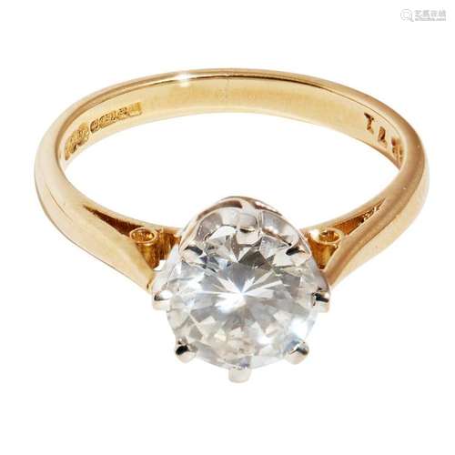 A single stone diamond ring Ring size: O, estimated principal diamond weight: 1.57cts