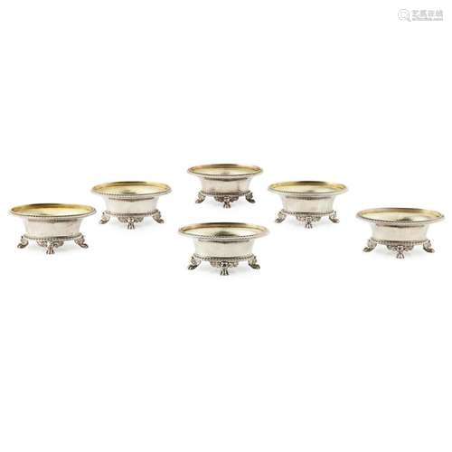 A set of six George III salts Height: 47mm, width 10.3cm, total weight: 29.1oz