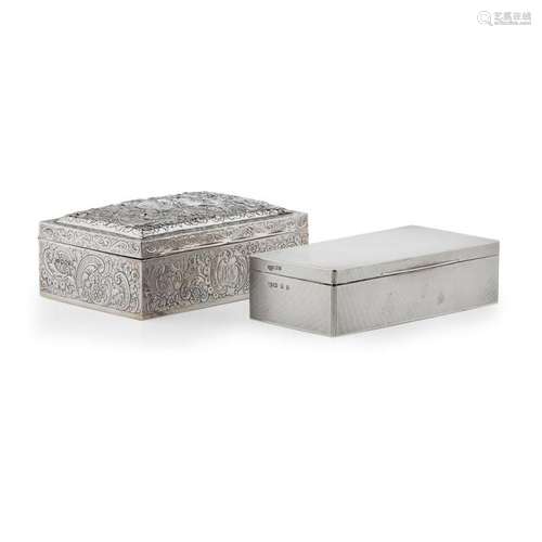 Two table cigarette boxes Width: 17.5cm