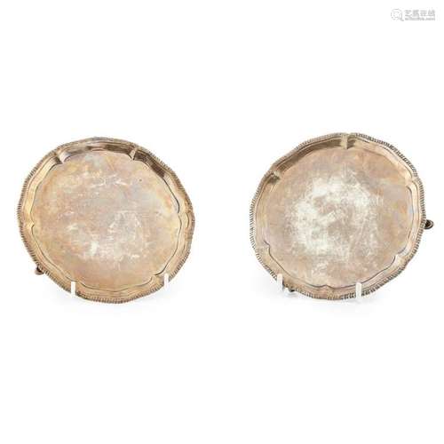 A pair of George III silver waiters Diameter: 15.2cm, weight: 13.41oz