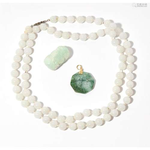 A jade bead necklace