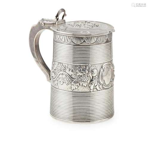 A George III lidded tankard Height: 18.5cm, weight: 28.6oz