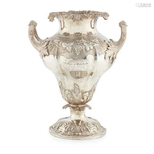 A Victorian silver testimonial vase Height: 33cm, weight: 57.85oz