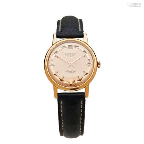 A gentleman's 18ct gold cased wrist watch, Longines Case diameter: 35mm, dial diameter: 30mm