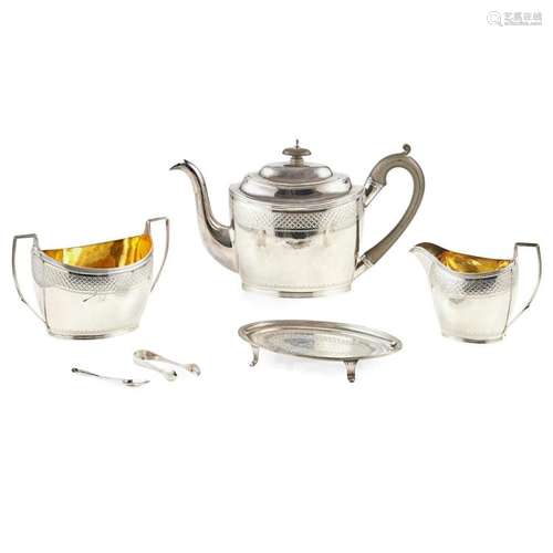 A matched George III four piece tea service Height of teapot: 17cm, weight (all in): 29.7oz