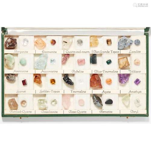 A cased gem specimen set