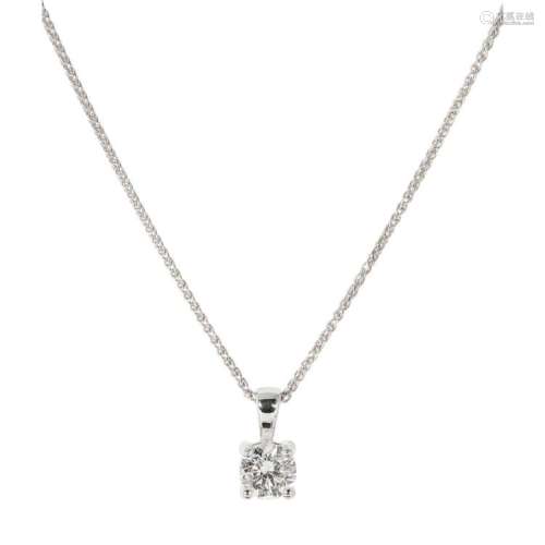 A single stone diamond pendant Estimated diamond weight: 0.64cts