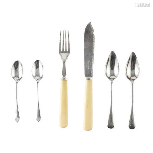 Y A cased set of fish knives and forks