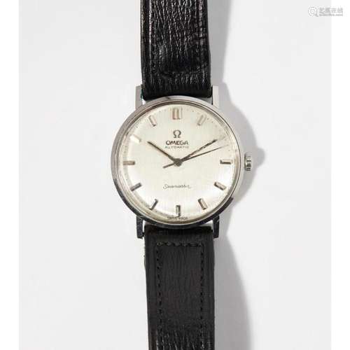 A gentleman's stainless steel cased wrist watch, Omega Case diameter: 34mm, dial diameter: 31mm