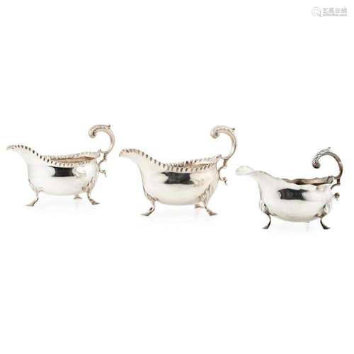 A pair of George III silver sauce-boats Length (pair): 17.5cm, weight (3): 23.4oz